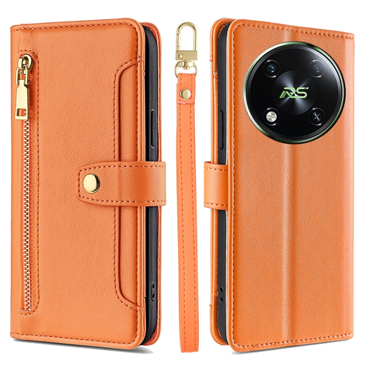 For itel RS4 4G Sheep Texture Cross-body Zipper Wallet Leather Phone Case(Orange) - free shipping - PMC TechLife - Order now!