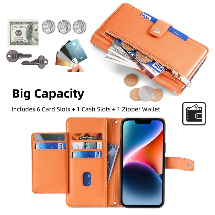 For itel RS4 4G Sheep Texture Cross-body Zipper Wallet Leather Phone Case(Orange) - free shipping - PMC TechLife - Order now!