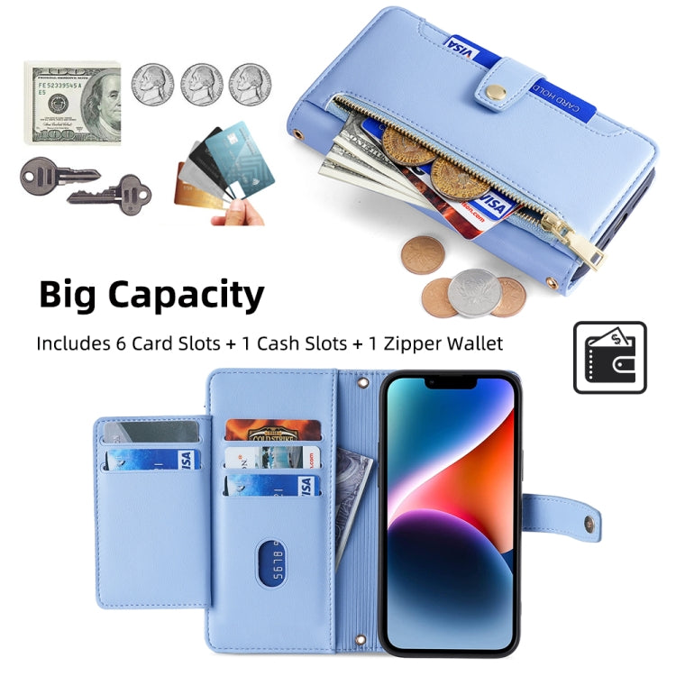 For itel RS4 4G Sheep Texture Cross-body Zipper Wallet Leather Phone Case(Blue) - free shipping - PMC TechLife - Order now!