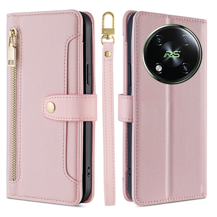 For Itel RS4 4G Sheep Texture Cross-body Zipper Wallet Leather Phone Case(Pink) - More Brand by PMC TechLife | Online Shopping South Africa | PMC TechLife | Buy Now Pay Later Mobicred