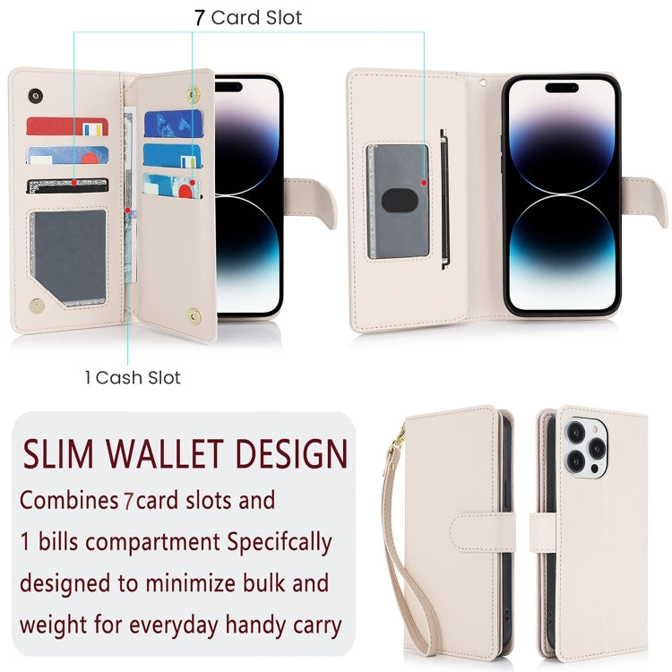 For iPhone 16 Multi-Card Wallet RFID Leather Phone Case(Apricot) - iPhone 16 Cases by PMC Jewellery | Online Shopping South Africa | PMC Jewellery | Buy Now Pay Later Mobicred