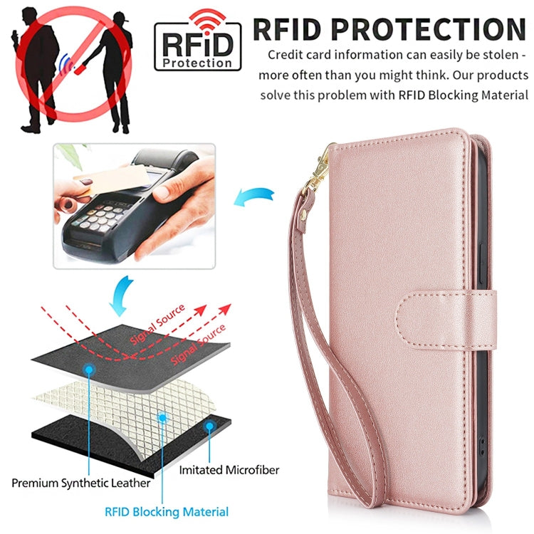 For Samsung Galaxy S24+ / S25+ 5G Multi-Card Wallet RFID Leather Phone Case(Rose Gold) - Galaxy S24+ 5G Cases by PMC TechLife | Online Shopping South Africa | PMC TechLife | Buy Now Pay Later Mobicred