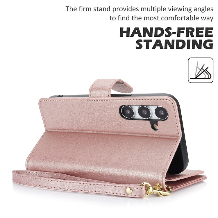 For Samsung Galaxy S24+ / S25+ 5G Multi-Card Wallet RFID Leather Phone Case(Rose Gold) - Galaxy S24+ 5G Cases by PMC TechLife | Online Shopping South Africa | PMC TechLife | Buy Now Pay Later Mobicred