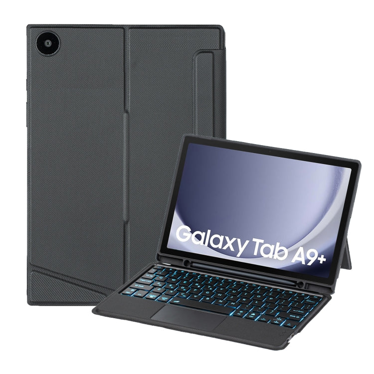 For Samsung Galaxy Tab A9+ X210 TA09B-AS Pen Tray Style Detachable Bluetooth Keyboard Leather Case with Touch Backlight(Black) - Samsung Keyboard by PMC TechLife | Online Shopping South Africa | PMC TechLife | Buy Now Pay Later Mobicred