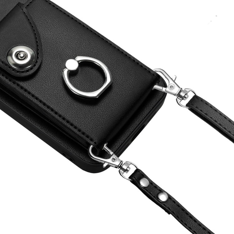 For Xiaomi Redmi Note 13 Pro+ Organ Card Bag Ring Holder Phone Case with Long Lanyard(Black) - Note 13 Pro+ Cases by PMC TechLife | Online Shopping South Africa | PMC TechLife | Buy Now Pay Later Mobicred