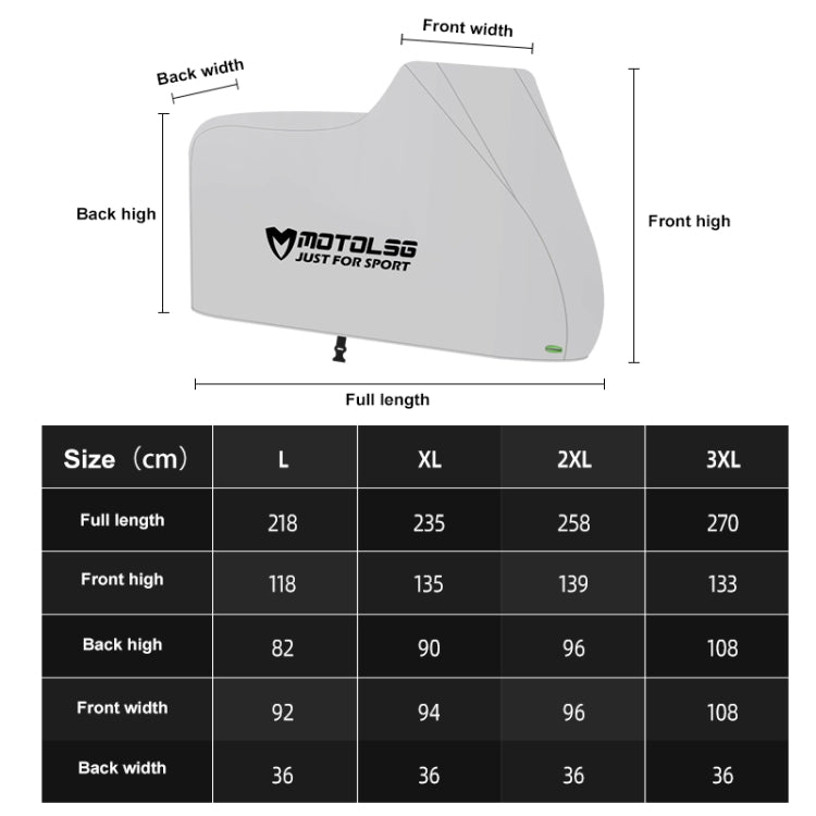 MOTOLSG Motorcycle Waterproof Sunproof Dustproof Thickening Cover, Size:XL(Silver) - Raincoat by MOTOLSG | Online Shopping South Africa | PMC TechLife | Buy Now Pay Later Mobicred