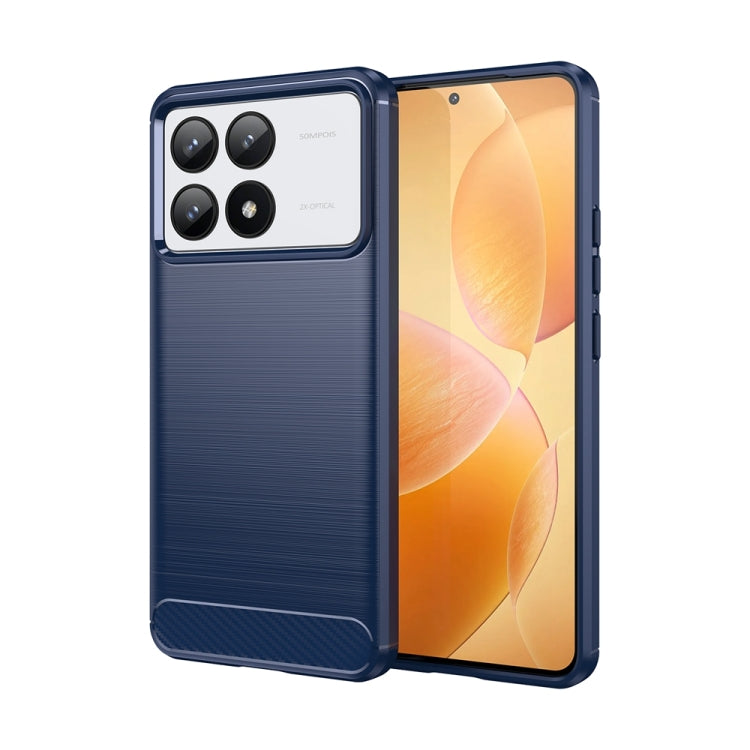 For Xiaomi Redmi K70 Brushed Texture Carbon Fiber TPU Phone Case(Blue) - K70 Cases by PMC Jewellery | Online Shopping South Africa | PMC Jewellery | Buy Now Pay Later Mobicred