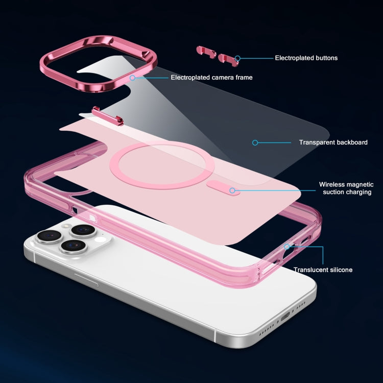 For iPhone 12 Pro Electroplated IMD Magsafe PC Hybrid TPU Phone Case(Pink) - iPhone 12 / 12 Pro Cases by PMC Jewellery | Online Shopping South Africa | PMC Jewellery