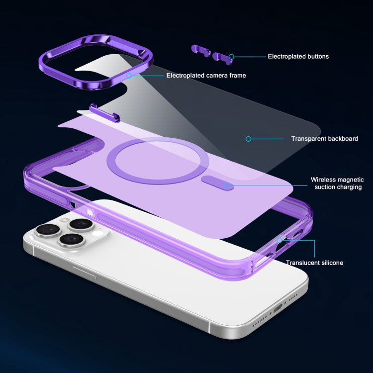 For iPhone 12 Pro Electroplated IMD Magsafe PC Hybrid TPU Phone Case(Purple) - iPhone 12 / 12 Pro Cases by PMC TechLife | Online Shopping South Africa | PMC TechLife