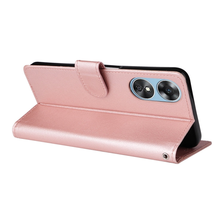 For OPPO A17 4G / A17k 3-Card Slots Multifunctional Leather Phone Case(Rose Gold) - OPPO Cases by PMC TechLife | Online Shopping South Africa | PMC TechLife | Buy Now Pay Later Mobicred