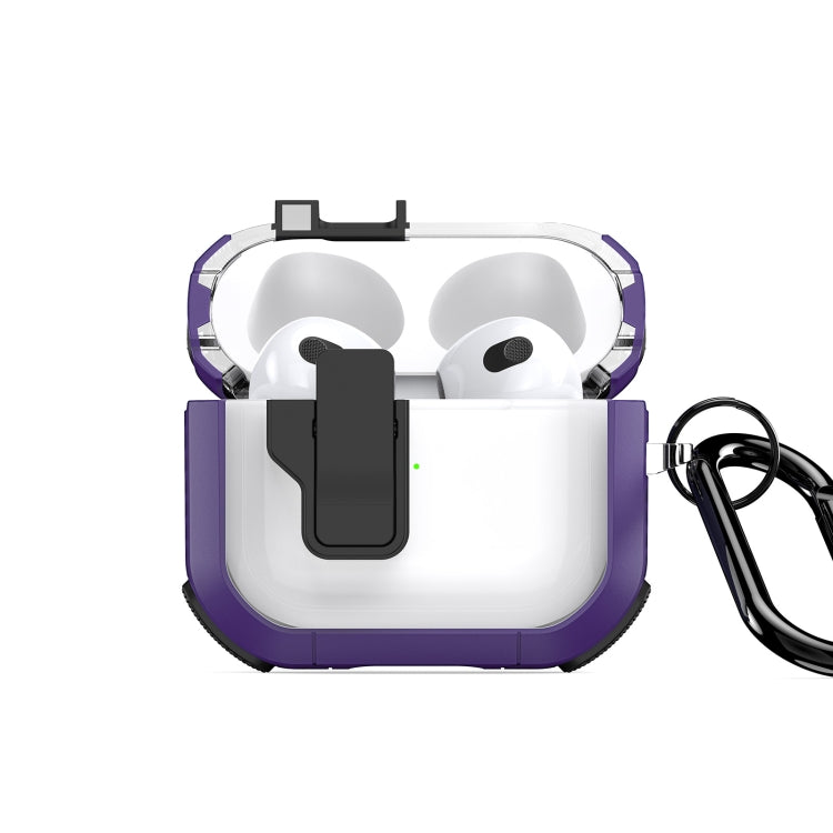 For AirPods 3 DUX DUCIS PECN Series Split Two-color Transparent Earphone Case with Hook(Purple Black) - For AirPods 3 by DUX DUCIS | Online Shopping South Africa | PMC Jewellery | Buy Now Pay Later Mobicred