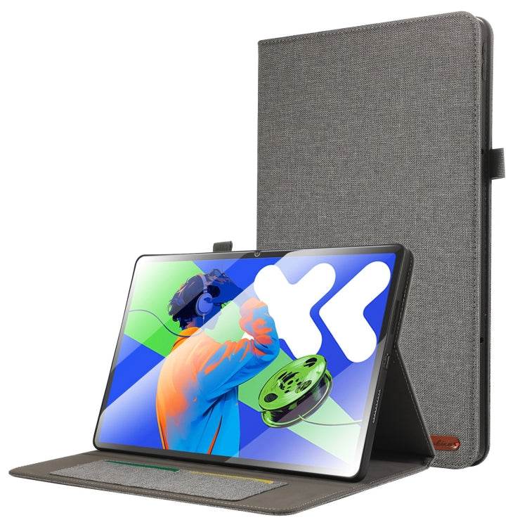 For Lenovo Tab P12 12.7 2025 Fabric Leather Tablet Case(Grey) - Lenovo by PMC TechLife | Online Shopping South Africa | PMC TechLife | Buy Now Pay Later Mobicred