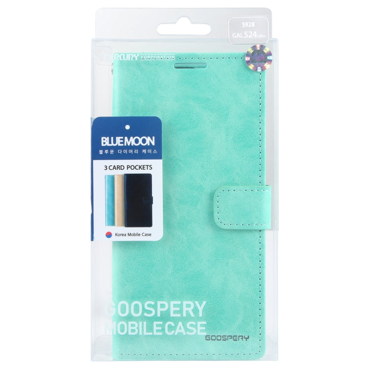 For Samsung Galaxy S24 Ultra 5G GOOSPERY BLUE MOON Crazy Horse Texture Leather Phone Case(Mint Green) - Galaxy S24 Ultra 5G Cases by GOOSPERY | Online Shopping South Africa | PMC Jewellery | Buy Now Pay Later Mobicred