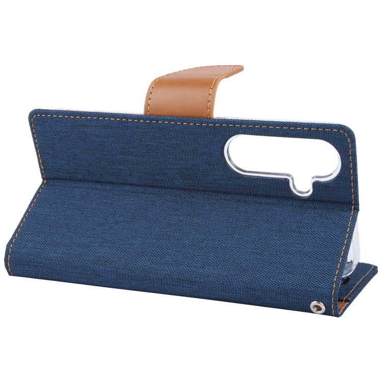 For Samsung Galaxy S24+ 5G GOOSPERY CANVAS DIARY Fabric Texture Flip Leather Phone Case(Navy Blue) - Galaxy S24+ 5G Cases by GOOSPERY | Online Shopping South Africa | PMC Jewellery | Buy Now Pay Later Mobicred