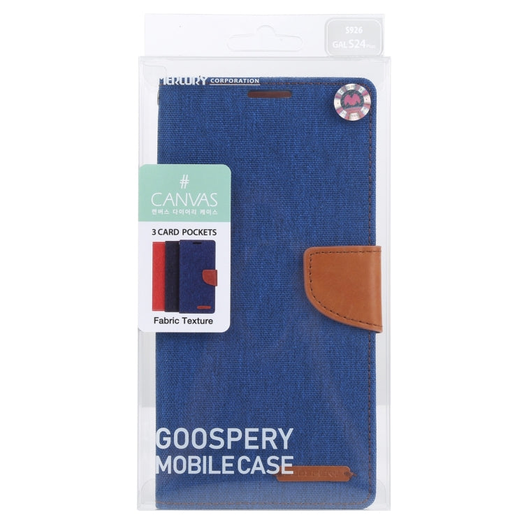 For Samsung Galaxy S24+ 5G GOOSPERY CANVAS DIARY Fabric Texture Flip Leather Phone Case(Blue) - Galaxy S24+ 5G Cases by GOOSPERY | Online Shopping South Africa | PMC Jewellery | Buy Now Pay Later Mobicred