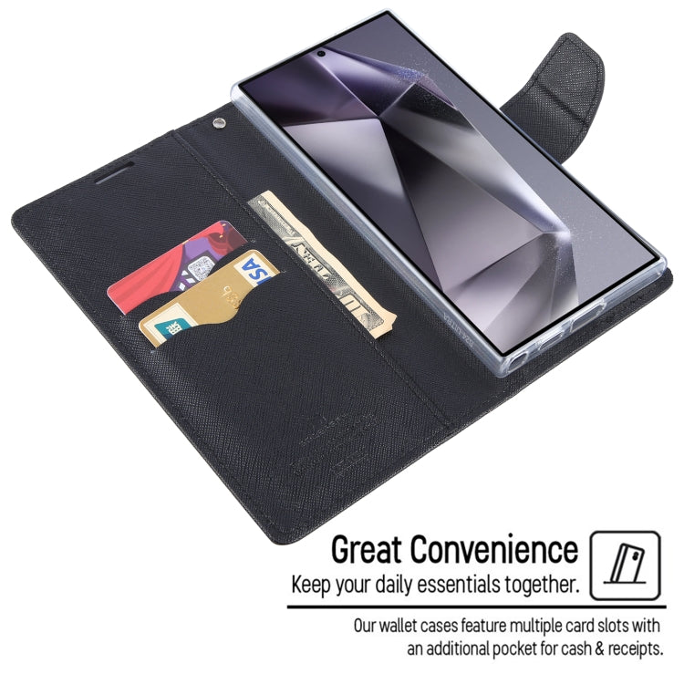 For Samsung Galaxy S24 Ultra 5G GOOSPERY FANCY DIARY Cross Texture Leather Phone Case(Black) - Galaxy S24 Ultra 5G Cases by GOOSPERY | Online Shopping South Africa | PMC Jewellery | Buy Now Pay Later Mobicred