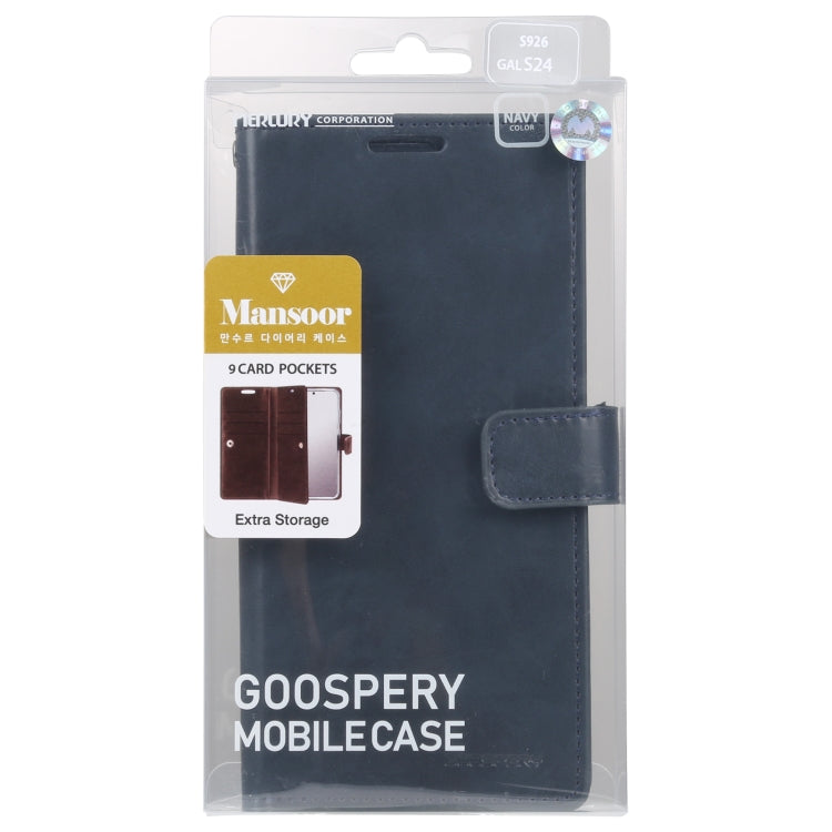 For Samsung Galaxy S24 5G GOOSPERY MANSOOR DIARY 9 Card Slots Leather Phone Case(Dark Blue) - Galaxy S24 5G Cases by GOOSPERY | Online Shopping South Africa | PMC Jewellery | Buy Now Pay Later Mobicred