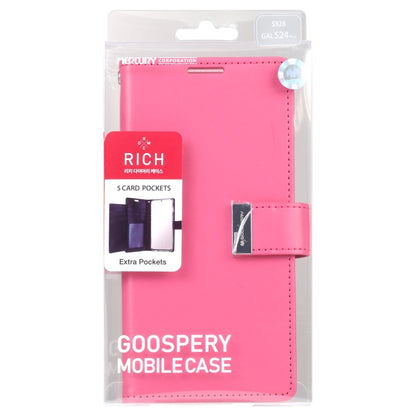 For Samsung Galaxy S24+ 5G GOOSPERY RICH DIARY Crazy Horse Texture Leather Phone Case(Rose Red) - Galaxy S24+ 5G Cases by GOOSPERY | Online Shopping South Africa | PMC Jewellery | Buy Now Pay Later Mobicred