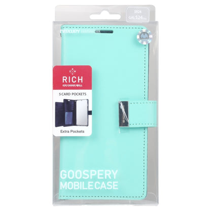 For Samsung Galaxy S24+ 5G GOOSPERY RICH DIARY Crazy Horse Texture Leather Phone Case(Mint Green) - Galaxy S24+ 5G Cases by GOOSPERY | Online Shopping South Africa | PMC Jewellery | Buy Now Pay Later Mobicred