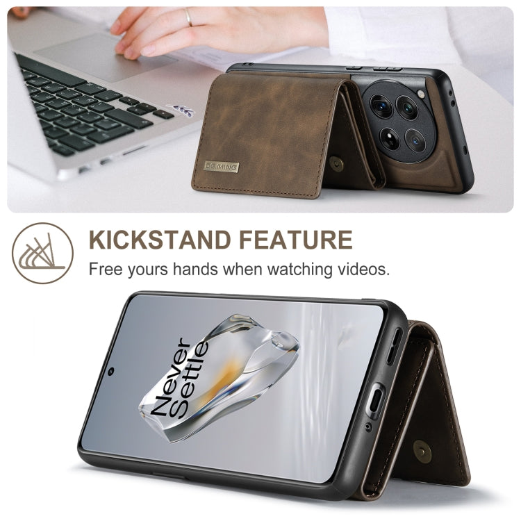 For OnePlus 12 DG.MING M1 Series 3-Fold Multi Card Wallet + Magnetic Phone Case(Coffee) - OnePlus Cases by DG.MING | Online Shopping South Africa | PMC TechLife | Buy Now Pay Later Mobicred