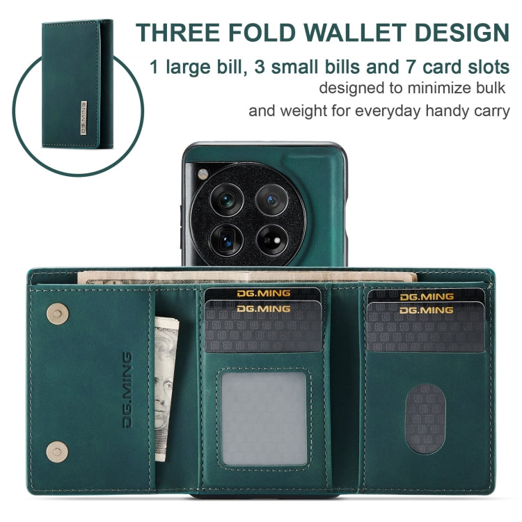 For OnePlus 12 DG.MING M1 Series 3-Fold Multi Card Wallet + Magnetic Phone Case(Green) - free shipping - PMC TechLife - Order now!