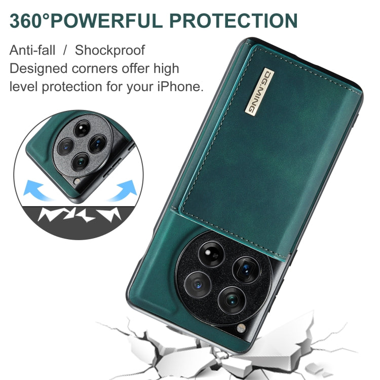 For OnePlus 12 DG.MING M1 Series 3-Fold Multi Card Wallet + Magnetic Phone Case(Green) - free shipping - PMC TechLife - Order now!