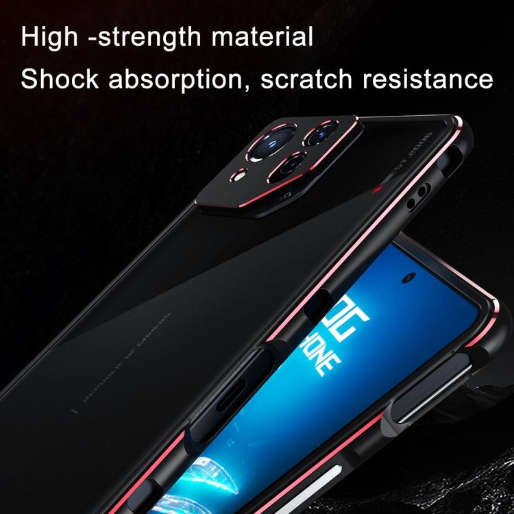 For ASUS ROG Phone 8 Lens Protector + Metal Frame Phone Case(Black Blue) - ASUS Cases by PMC TechLife | Online Shopping South Africa | PMC TechLife | Buy Now Pay Later Mobicred