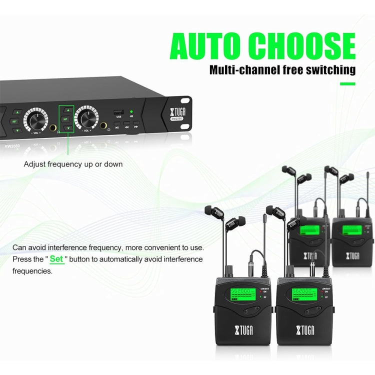 XTUGA RW2090 Professional Stage Wireless 2 Channel In Ear Monitoring System 2 in 1(EU Plug) - Microphone by XTUGA | Online Shopping South Africa | PMC TechLife | Buy Now Pay Later Mobicred