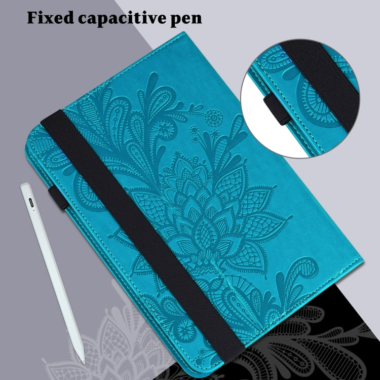For Lenovo Tab M11 / Xiaoxin Pad 11 2024 Lace Flower Embossing Pattern Leather Tablet Case(Blue) - Lenovo by PMC Jewellery | Online Shopping South Africa | PMC Jewellery | Buy Now Pay Later Mobicred
