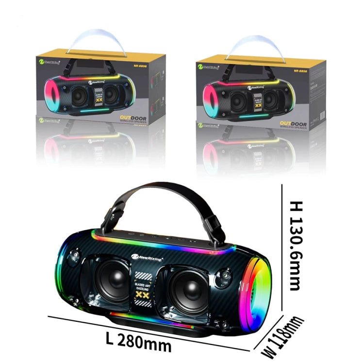 New Rixing NR8806 Portable Outdoor Wireless Bluetooth Speaker RGB Colorful Subwoofer, Style:Dual Mic(Blue) - Desktop Speaker by NewRixing | Online Shopping South Africa | PMC Jewellery | Buy Now Pay Later Mobicred