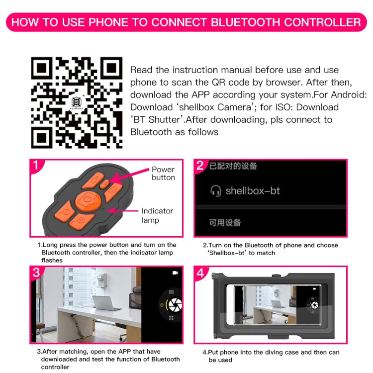 Diving Shell Gen3 Bluetooth Waterproof Phone Case(Black Orange) - Waterproof Bag by PMC TechLife | Online Shopping South Africa | PMC TechLife | Buy Now Pay Later Mobicred