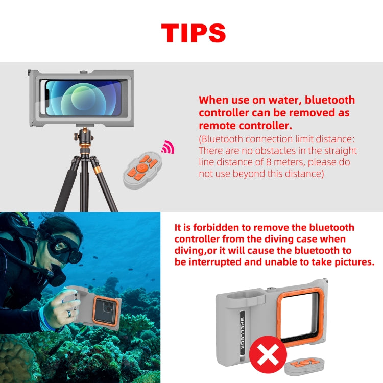 Diving Shell Gen3 Bluetooth Waterproof Phone Case(Black Orange) - Waterproof Bag by PMC TechLife | Online Shopping South Africa | PMC TechLife | Buy Now Pay Later Mobicred