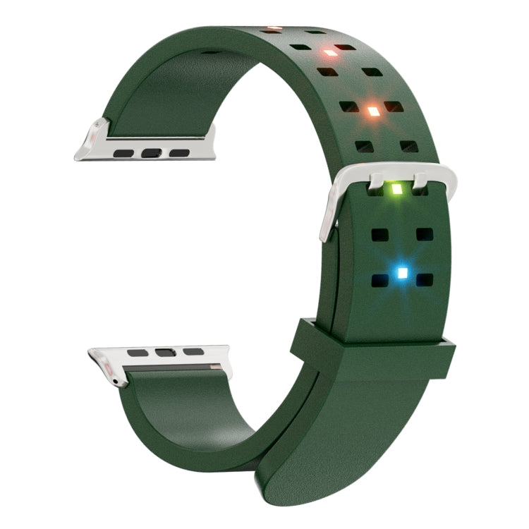 For Apple Watch Series 9 41mm Luminous Colorful Light Silicone Watch Band(Green) - Watch Bands by PMC TechLife | Online Shopping South Africa | PMC TechLife