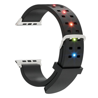 For Apple Watch SE 2022 44mm Luminous Colorful Light Silicone Watch Band(Black) - Watch Bands by PMC Jewellery | Online Shopping South Africa | PMC Jewellery