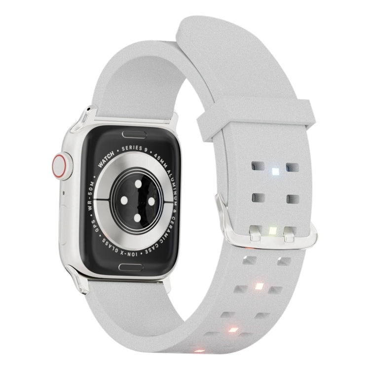 For Apple Watch Series 7 41mm Luminous Colorful Light Silicone Watch Band(Light Grey) - Watch Bands by PMC TechLife | Online Shopping South Africa | PMC TechLife