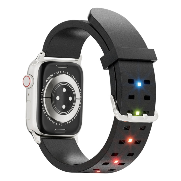 For Apple Watch SE 40mm Luminous Colorful Light Silicone Watch Band(Black) - Watch Bands by PMC TechLife | Online Shopping South Africa | PMC TechLife
