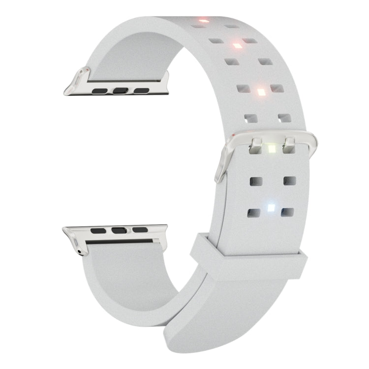 For Apple Watch Series 3 42mm Luminous Colorful Light Silicone Watch Band(Light Grey) - Watch Bands by PMC TechLife | Online Shopping South Africa | PMC TechLife