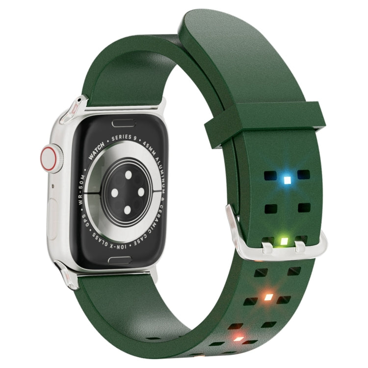 For Apple Watch 42mm Luminous Colorful Light Silicone Watch Band(Green) - Watch Bands by PMC TechLife | Online Shopping South Africa | PMC TechLife
