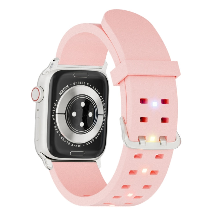 For Apple Watch 38mm Luminous Colorful Light Silicone Watch Band(Pink) - Watch Bands by PMC TechLife | Online Shopping South Africa | PMC TechLife