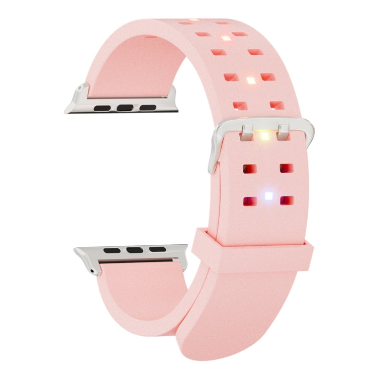 For Apple Watch 38mm Luminous Colorful Light Silicone Watch Band(Pink) - Watch Bands by PMC TechLife | Online Shopping South Africa | PMC TechLife