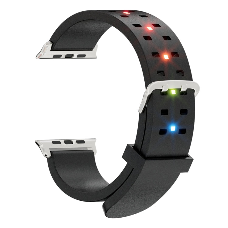 For Apple Watch 38mm Luminous Colorful Light Silicone Watch Band(Black) - Watch Bands by PMC TechLife | Online Shopping South Africa | PMC TechLife | Buy Now Pay Later Mobicred