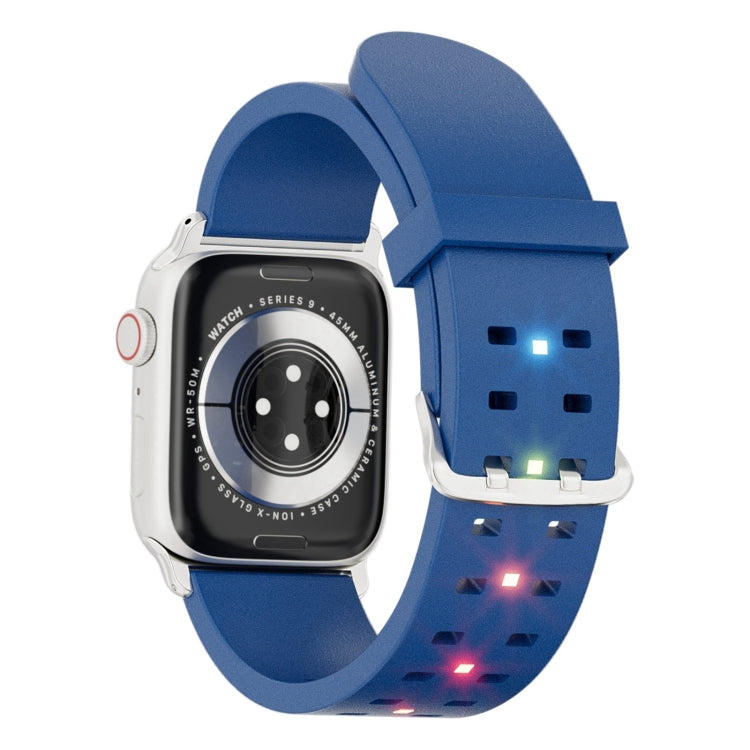 For Apple Watch 38mm Luminous Colorful Light Silicone Watch Band(Blue) - Watch Bands by PMC TechLife | Online Shopping South Africa | PMC TechLife