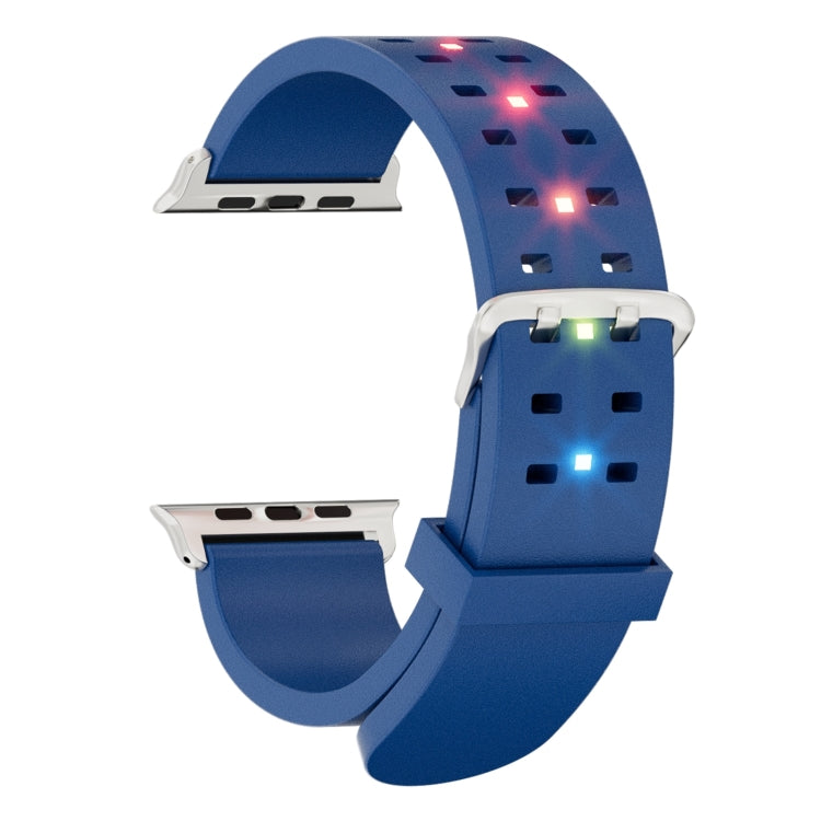 For Apple Watch 38mm Luminous Colorful Light Silicone Watch Band(Blue) - Watch Bands by PMC TechLife | Online Shopping South Africa | PMC TechLife