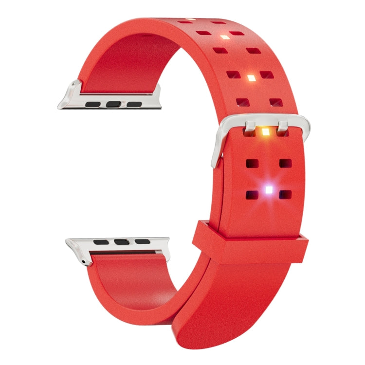 For Apple Watch 38mm Luminous Colorful Light Silicone Watch Band(Red) - Watch Bands by PMC TechLife | Online Shopping South Africa | PMC TechLife
