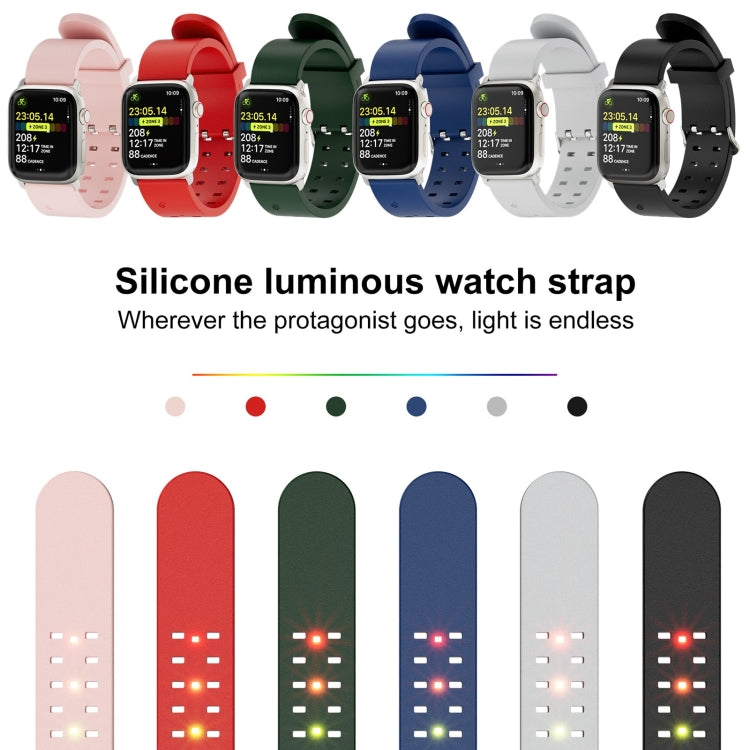 For Apple Watch 42mm Luminous Colorful Light Silicone Watch Band(Green) - Watch Bands by PMC TechLife | Online Shopping South Africa | PMC TechLife