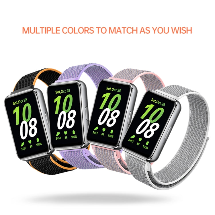 For Samsung Galaxy Fit 3 Woven Nylon Loop Watch Band(Grey White) - Watch Bands by PMC TechLife | Online Shopping South Africa | PMC TechLife
