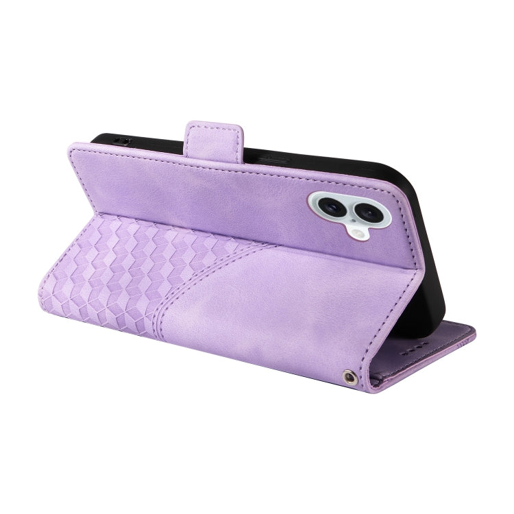 For iPhone 16 Embossed Rhombus Starry Leather Phone Case(Purple) - More iPhone Cases by PMC Jewellery | Online Shopping South Africa | PMC Jewellery | Buy Now Pay Later Mobicred