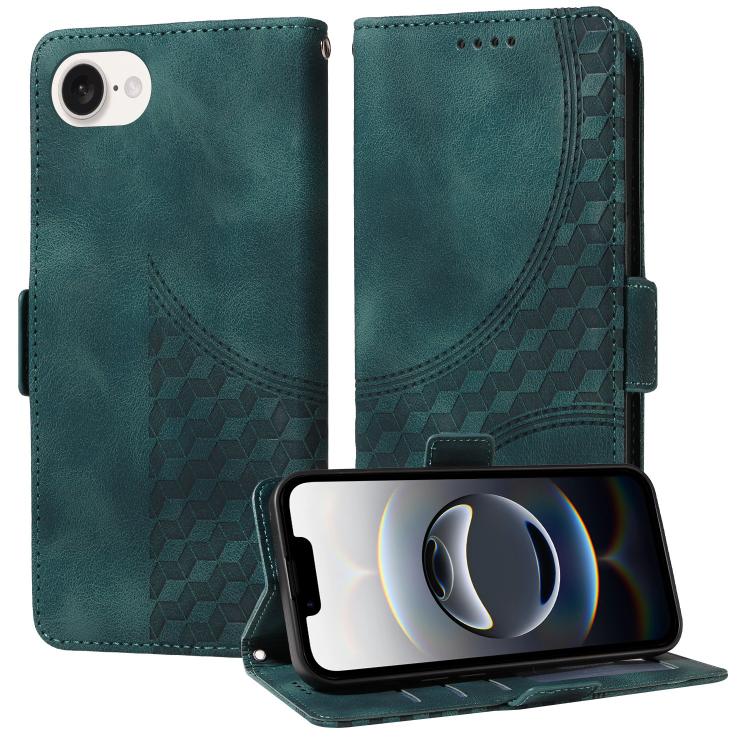 For iPhone SE 2024 Embossed Rhombus Starry Leather Phone Case(Green) - More iPhone Cases by PMC TechLife | Online Shopping South Africa | PMC TechLife | Buy Now Pay Later Mobicred
