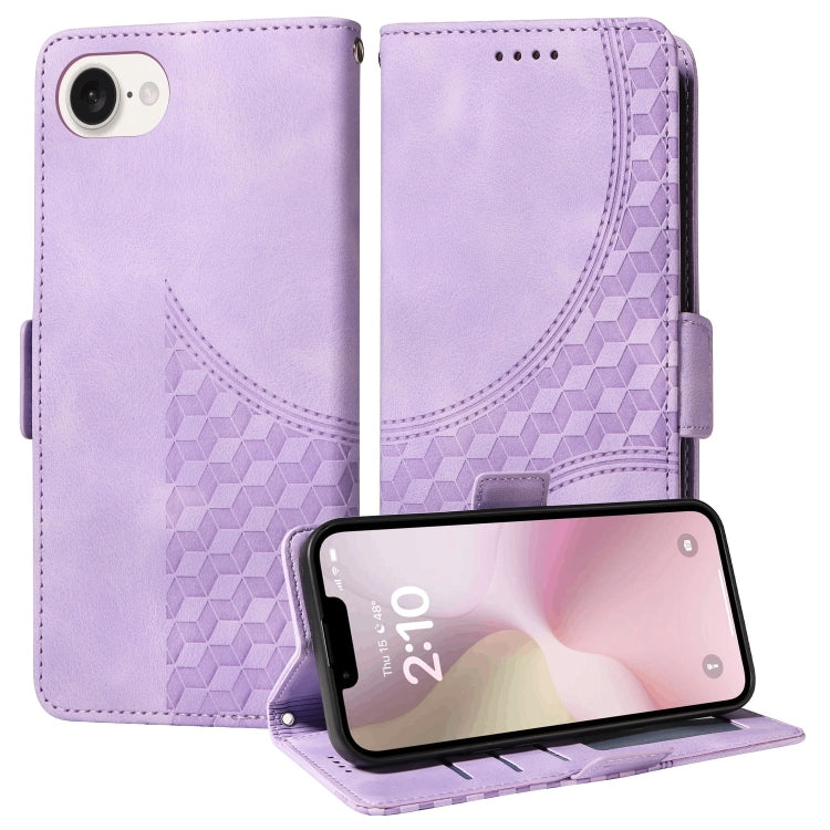 For iPhone SE 2024 Embossed Rhombus Starry Leather Phone Case(Purple) - More iPhone Cases by PMC Jewellery | Online Shopping South Africa | PMC Jewellery | Buy Now Pay Later Mobicred