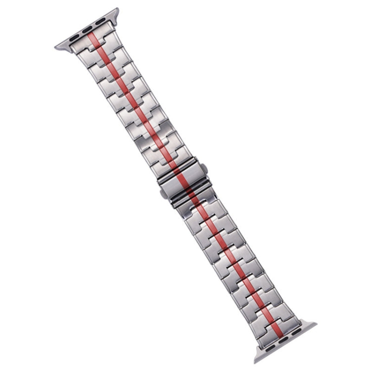 For Apple Watch SE 40mm Stainless Steel Watch Band(Silver Red) - free shipping - PMC TechLife - Order now!